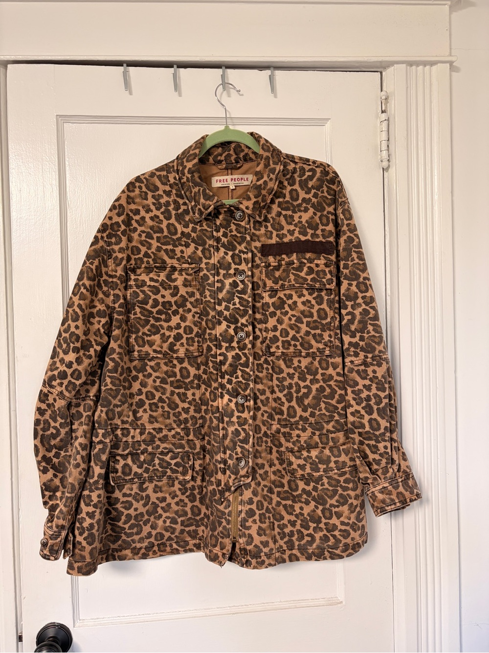 Free People Leopard Print Utility Jacket in Brown Tones